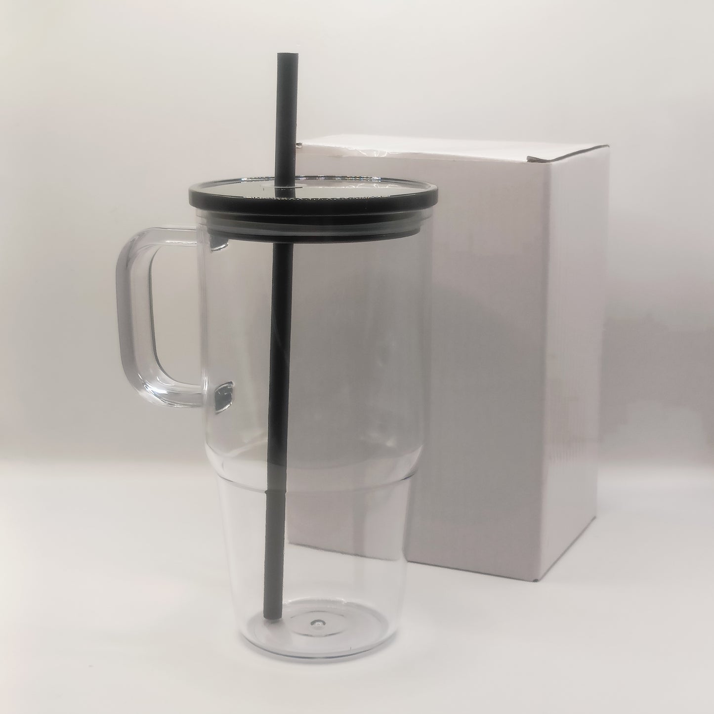 Vaso con Asa transparente tapa de color acrílico 20oz