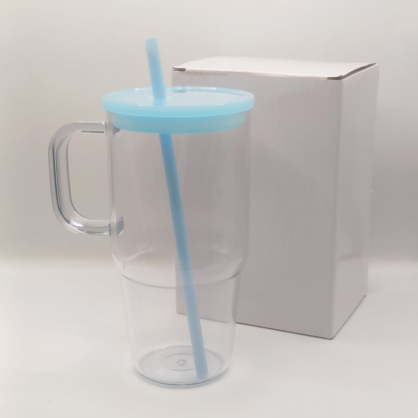 Vaso con Asa transparente tapa de color acrílico 20oz