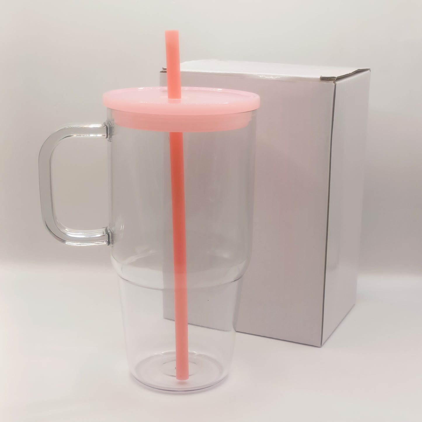 Vaso con Asa transparente tapa de color acrílico 20oz