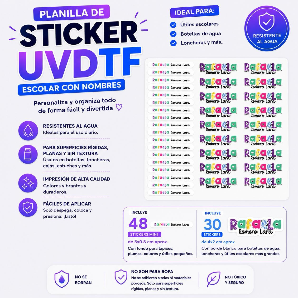 Stickers Escolares UVDTF Personalizados