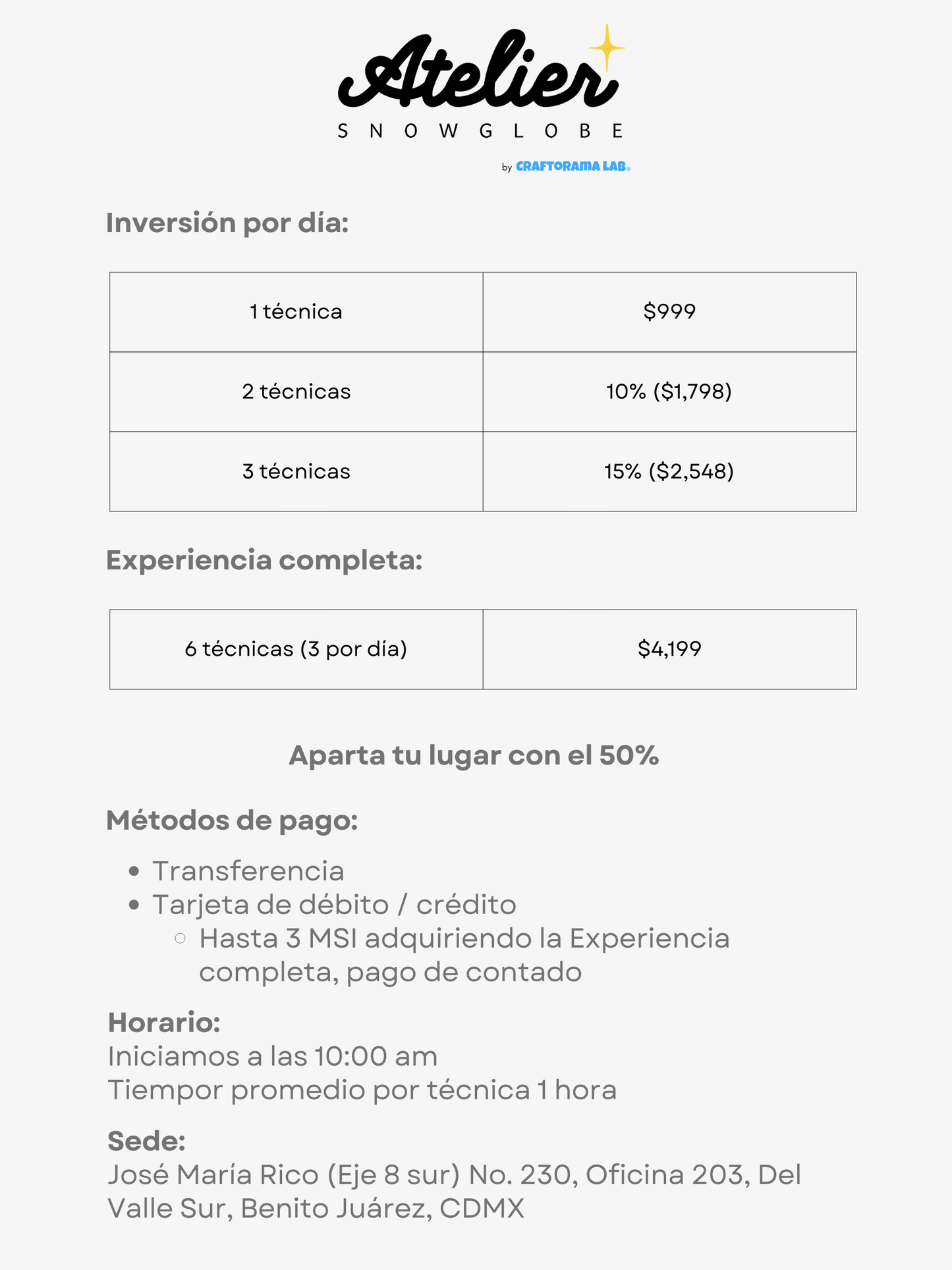 Atelier Snowglobe - 7 y 8 de Marzo 2026