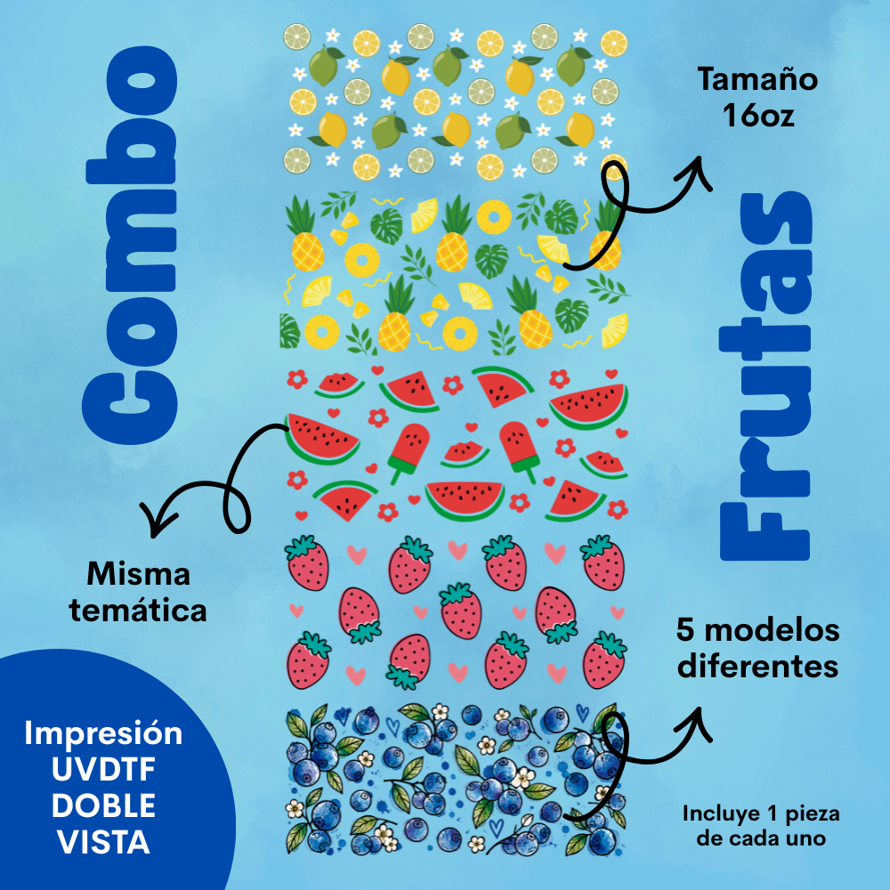 Stickers UVDTF 16oz - Combo Frutas