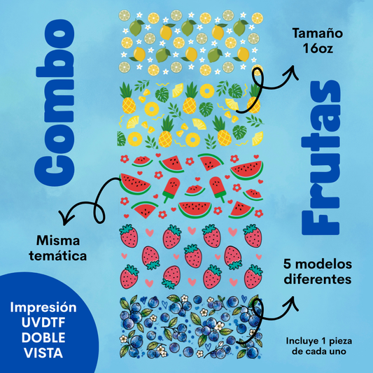 Stickers UVDTF 16oz - Combo Frutas