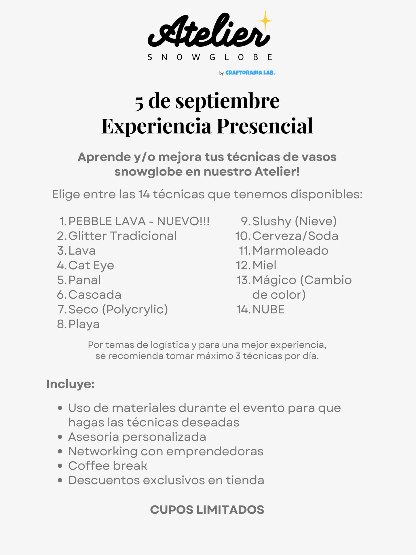 Atelier Snowglobe - 5 Septiembre