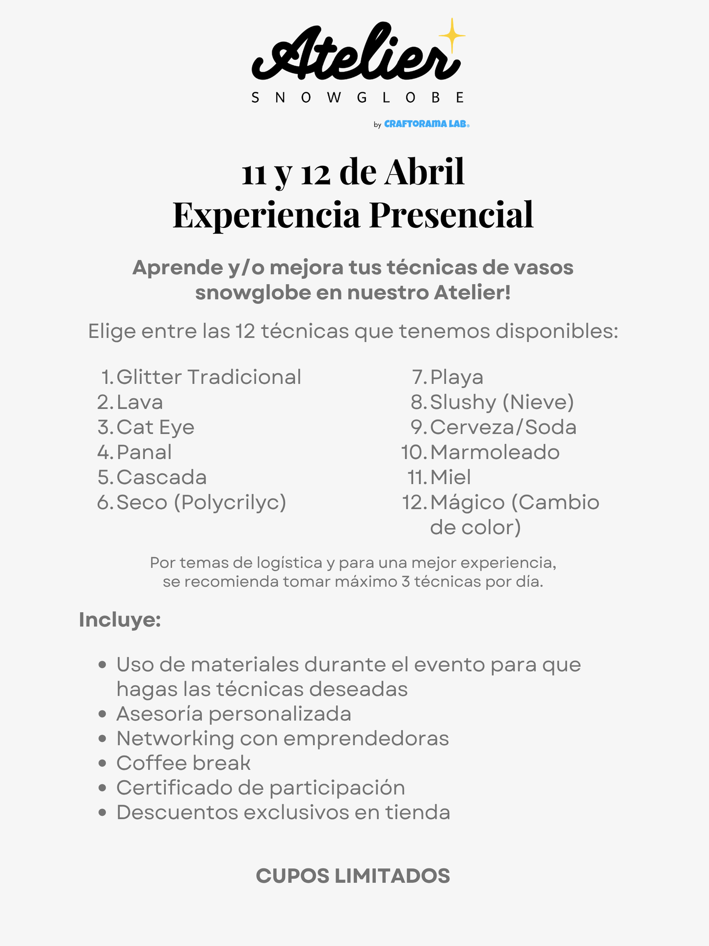 Atelier Snowglobe - 11 y 12 de Abril