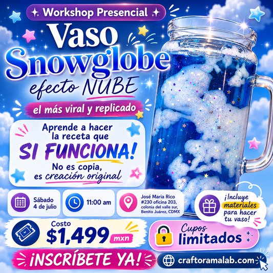 Workshop PRESENCIAL: Vaso Snowglobe Efecto NUBE