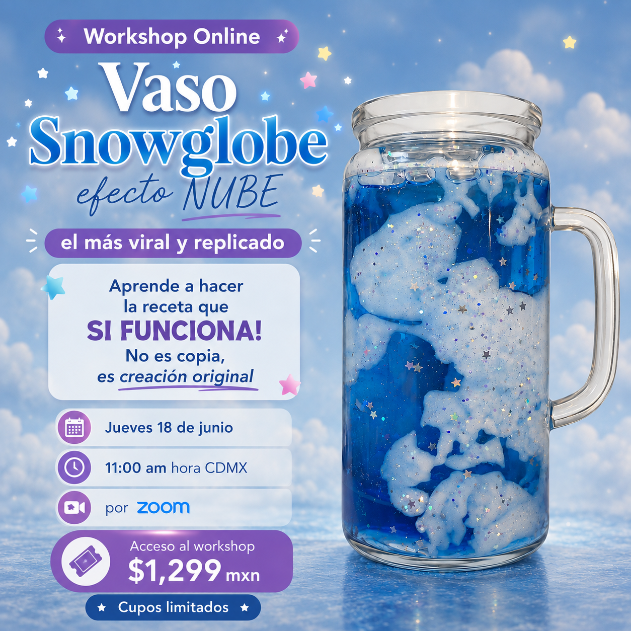 Workshop Online: Vaso Snowglobe Efecto NUBE ☁️✨