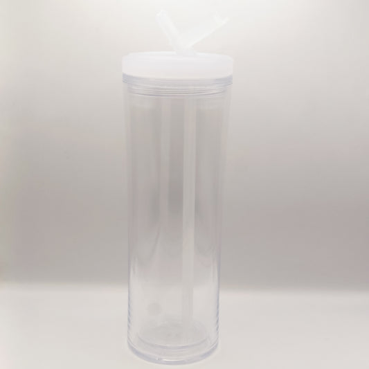 Vaso para Snow Globe Skinny 20oz acrílico con popote retractil