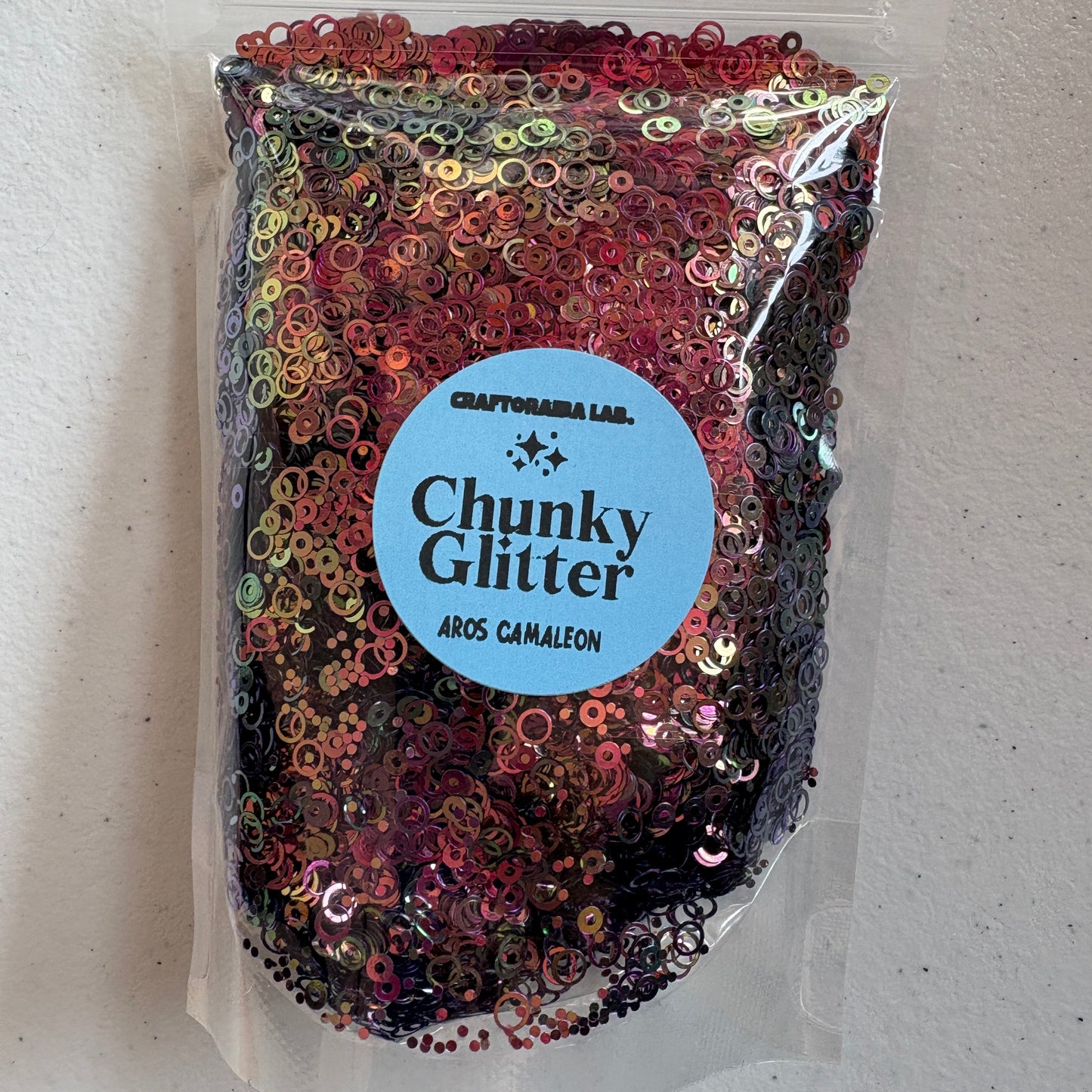 Aros Glitter CAMALEÓN ROSA-VERDE